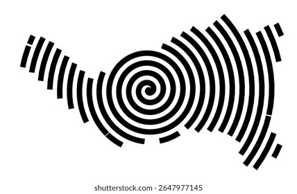 Symbol Map of the city Uetersen (Schleswig-Holstein, Germany) showing the city with a black spiral line