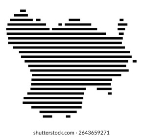 Symbol Map of the city Uetze (Niedersachsen, Germany) showing the area of the city with just a few black horizontal lines