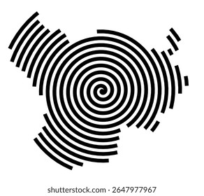 Symbol Map of the city Uetze (Niedersachsen, Germany) showing the city with a black spiral line
