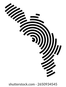 Symbol Map of the city Uhingen (Baden-Württemberg, Germany) showing the city with a black spiral line