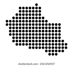 Symbol Map of the City Ukkel_Uccle (Belgium) showing the city with a pattern of just a few black dots