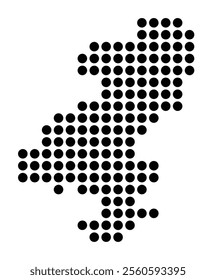 Symbol Map of the City Ulm (Germany) showing the city with a pattern of just a few black dots