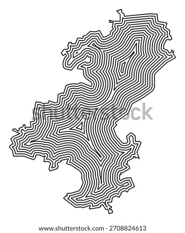 Symbol Map of the city Ulm (Baden-Württemberg, Germany) showing the city border buffered inside multiple times