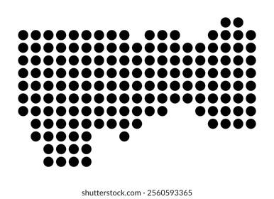 Symbol Map of the City Unna (Germany) showing the city with a pattern of just a few black dots