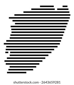 Symbol Map of the city Uplengen (Niedersachsen, Germany) showing the area of the city with just a few black horizontal lines