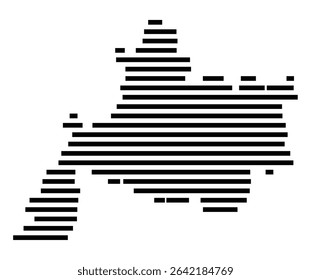 Symbol Map of the city Usingen (Hessen, Germany) showing the area of the city with just a few black horizontal lines