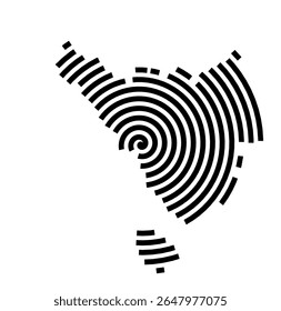 Symbol Map of the city Uslar (Niedersachsen, Germany) showing the city with a black spiral line