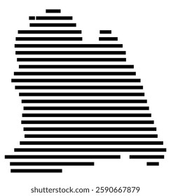 Symbol Map of the City Vaesteras (Sweden) showing the city with a few black horizontal lines