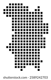 Symbol Map of the City Vaexjoe (Sweden) showing the city with a pattern of just a few black squares