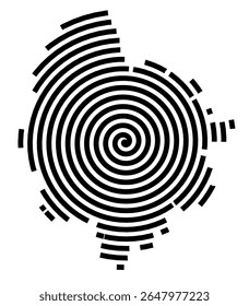 Symbol Map of the city Vechelde (Niedersachsen, Germany) showing the city with a black spiral line
