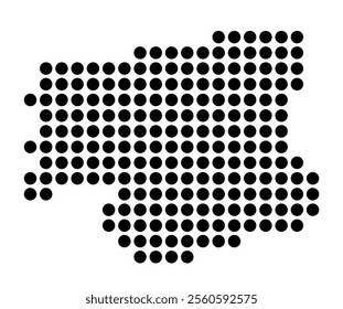 Symbol Map of the City Velbert (Germany) showing the city with a pattern of just a few black dots