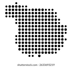 Symbol Map of the city Vellmar (Hessen, Germany) showing the city with a pattern of just a few black dots