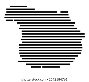 Symbol Map of the city Vellmar (Hessen, Germany) showing the area of the city with just a few black horizontal lines