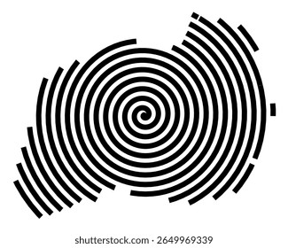 Symbol Map of the city Versmold (Nordrhein-Westfalen, Germany) showing the city with a black spiral line