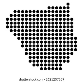 Symbol Map Of the City Viernheim (Germany) showing the city with a pattern of just a few black dots