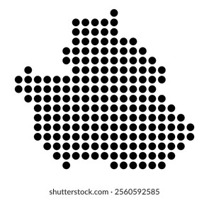 Symbol Map of the City Viersen (Germany) showing the city with a pattern of just a few black dots