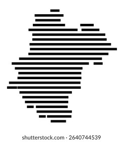 Symbol Map of the city Vilsbiburg (Bayern, Germany) showing the area of the city with just a few black horizontal lines