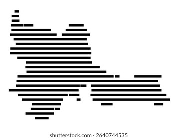 Symbol Map of the city Vilshofen an der Donau (Bayern, Germany) showing the area of the city with just a few black horizontal lines