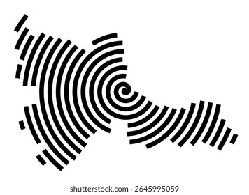 Symbol Map of the city Vilshofen an der Donau (Bayern, Germany) showing the city with a black spiral line