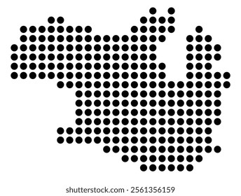 Symbol Map of the City Vitoria-Gasteiz (Spain) showing the city with a pattern of just a few black dots