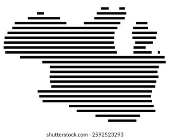 Symbol Map of the City Vitoria-Gasteiz (Spain) showing the city with a few black horizontal lines