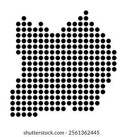 Symbol Map of the City Vitry-sur-Seine (France) showing the city with a pattern of just a few black dots