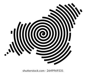Symbol Map of the city Vlotho (Nordrhein-Westfalen, Germany) showing the city with a black spiral line