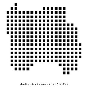 Symbol Map of the City Voerde (Niederrhein) (Germany) showing the city with a pattern of just a few black squares