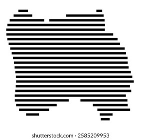 Symbol Map of the City Voerde (Niederrhein) (Germany) showing the city with just a few black horizontal lines