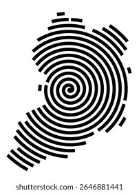 Symbol Map of the city Wadern (Saarland, Germany) showing the city with a black spiral line