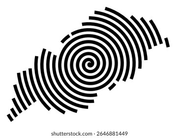 Mapa de símbolos da cidade Wadgassen (Saarland, Alemanha) mostrando a cidade com uma linha espiral preta