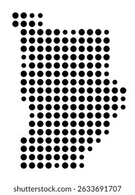 Symbol Map of the city Waldbronn (Baden-Württemberg, Germany) showing the city with a pattern of just a few black dots