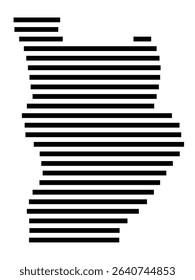 Symbol Map of the city Waldbronn (Baden-Württemberg, Germany) showing the area of the city with just a few black horizontal lines