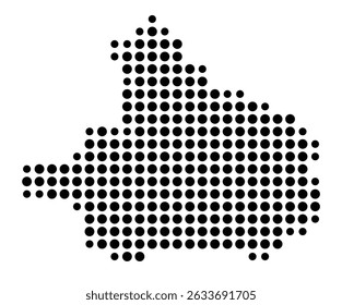 Symbol Map of the city Waldkirch (Baden-Württemberg, Germany) showing the city with a pattern of just a few black dots