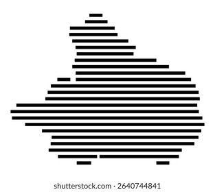 Symbol Map of the city Waldkirch (Baden-Württemberg, Germany) showing the area of the city with just a few black horizontal lines