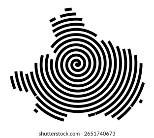 Mapa de símbolos da cidade Waldkirch (Baden-Württemberg, Alemanha) mostrando a cidade com uma linha espiral preta