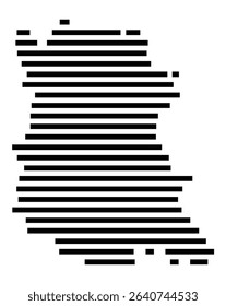 Symbol Map of the city Waldkirchen (Bayern, Germany) showing the area of the city with just a few black horizontal lines