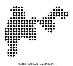 Symbol Map of the city Waldkraiburg (Bayern, Germany) showing the city with a pattern of just a few black dots