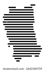 Symbol Map of the city Wald-Michelbach (Hessen, Germany) showing the area of the city with just a few black horizontal lines