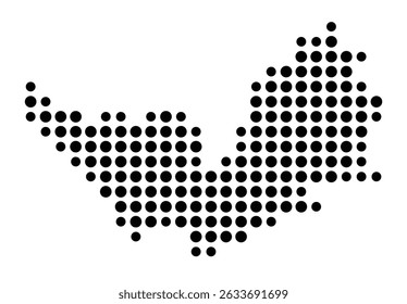 Symbol Map of the city Waldshut-Tiengen (Baden-Württemberg, Germany) showing the city with a pattern of just a few black dots