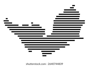 Symbol Map of the city Waldshut-Tiengen (Baden-Württemberg, Germany) showing the area of the city with just a few black horizontal lines