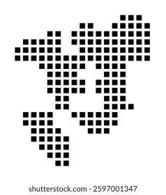 Symbol Map of the City Walnut Creek (California) showing the city with a pattern of just a few black squares