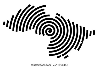 Symbol Map of the city Warburg (Nordrhein-Westfalen, Germany) showing the city with a black spiral line