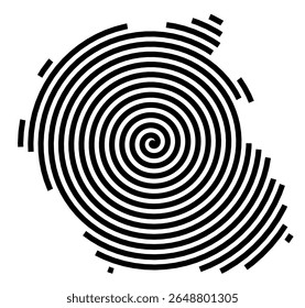 Symbol Map of the city Wardenburg (Niedersachsen, Germany) showing the city with a black spiral line