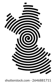 Symbol Map of the city Waren (Müritz) (Mecklenburg-Vorpommern, Germany) showing the city with a black spiral line