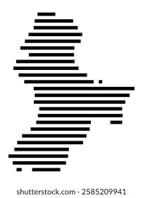 Symbol Map of the City Warendorf (Germany) showing the city with just a few black horizontal lines