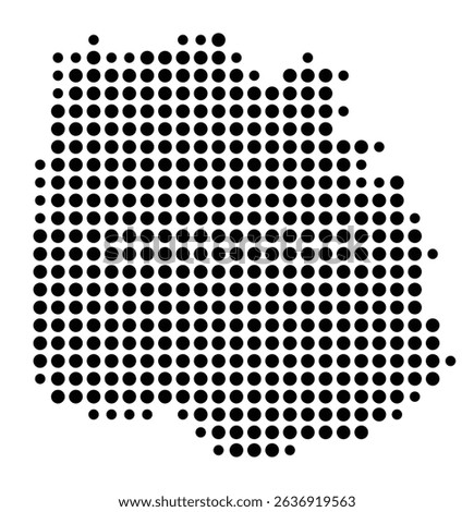 Symbol Map of the city Warstein (Nordrhein-Westfalen, Germany) showing the city with a pattern of just a few black dots