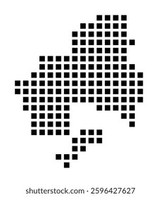 Symbol Map of the City Warwick (Rhode Island) showing the city with a pattern of just a few black squares
