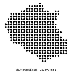 Symbol Map of the city Wassenberg (Nordrhein-Westfalen, Germany) showing the city with a pattern of just a few black dots