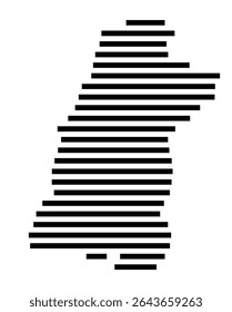 Mapa de símbolos da cidade Weener (Niedersachsen, Alemanha) mostrando a área da cidade com apenas algumas linhas horizontais pretas